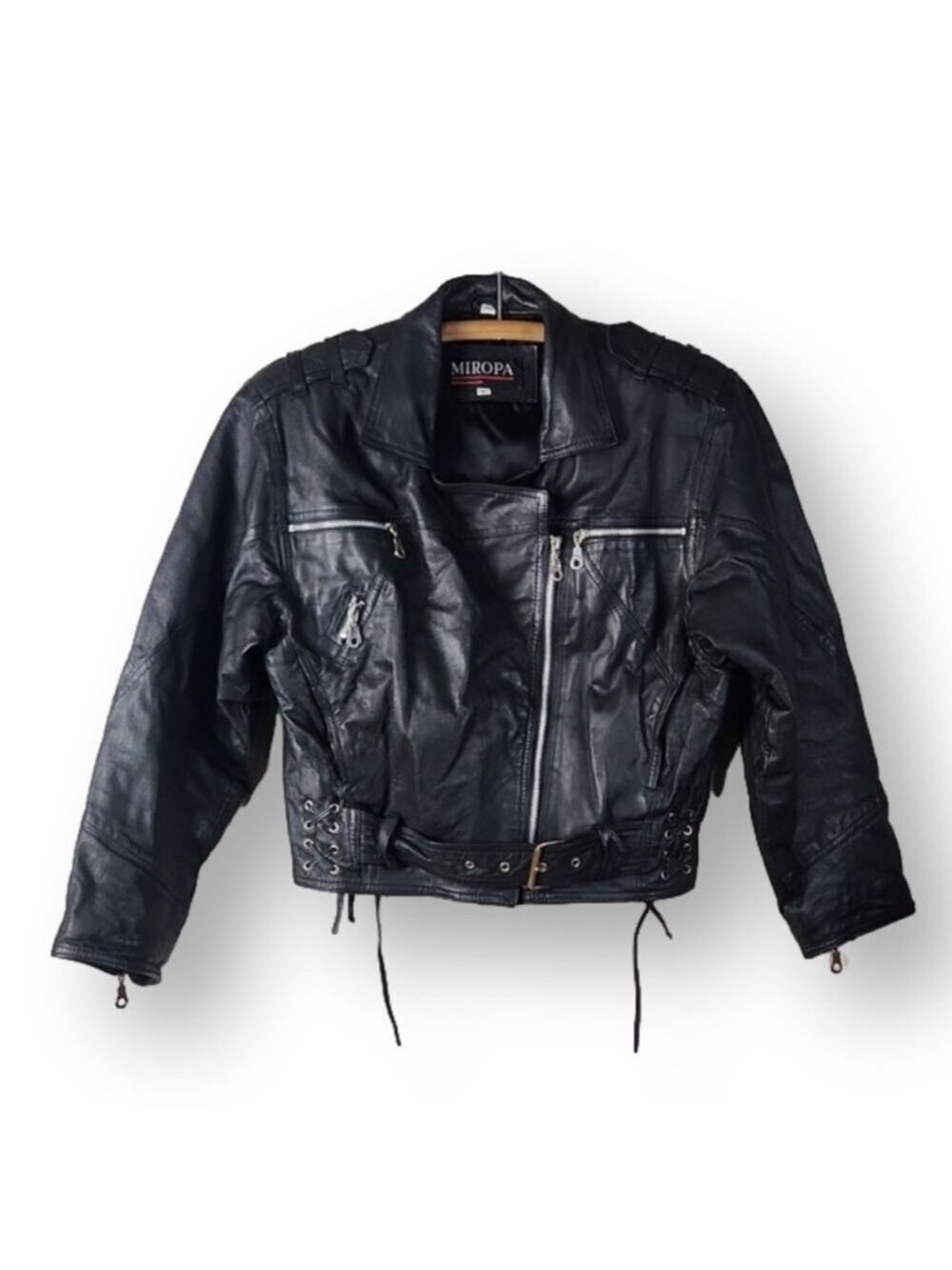 Vintage Miropa Leather Biker Jacket Size Small